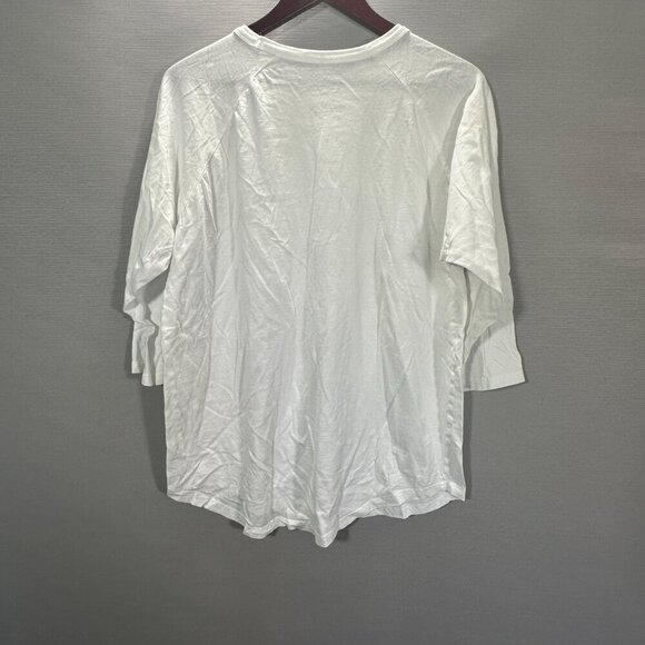 Ten Sixty Sherman Tee Shirt Womans Large White Cotton I have FOMO Funny 3/4 Slee - Picture 4 of 4